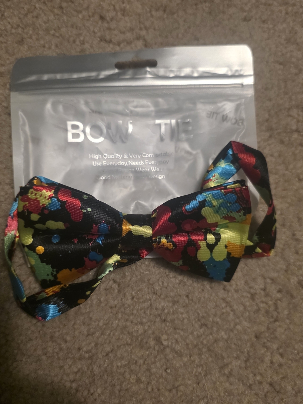 Mens Multicolor Paint-Splash Bow Tie - Unbranded